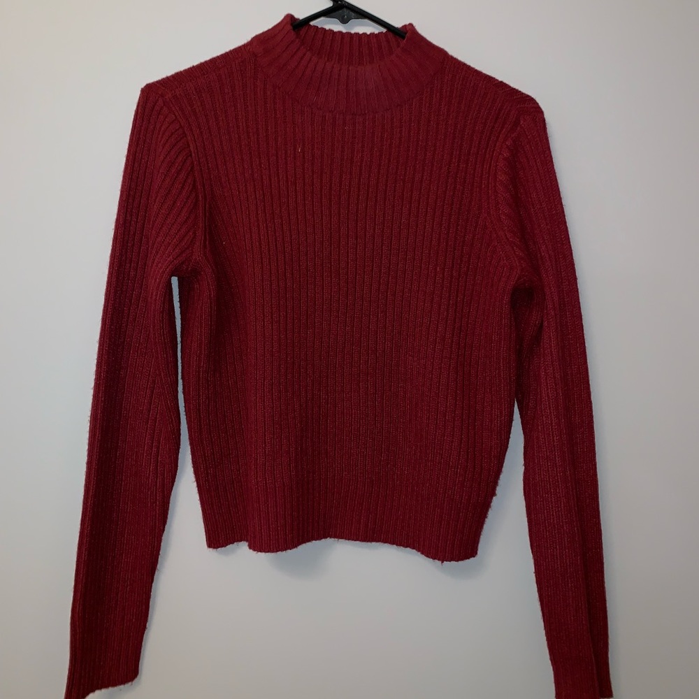 Burgundy Mock Neck Sweater